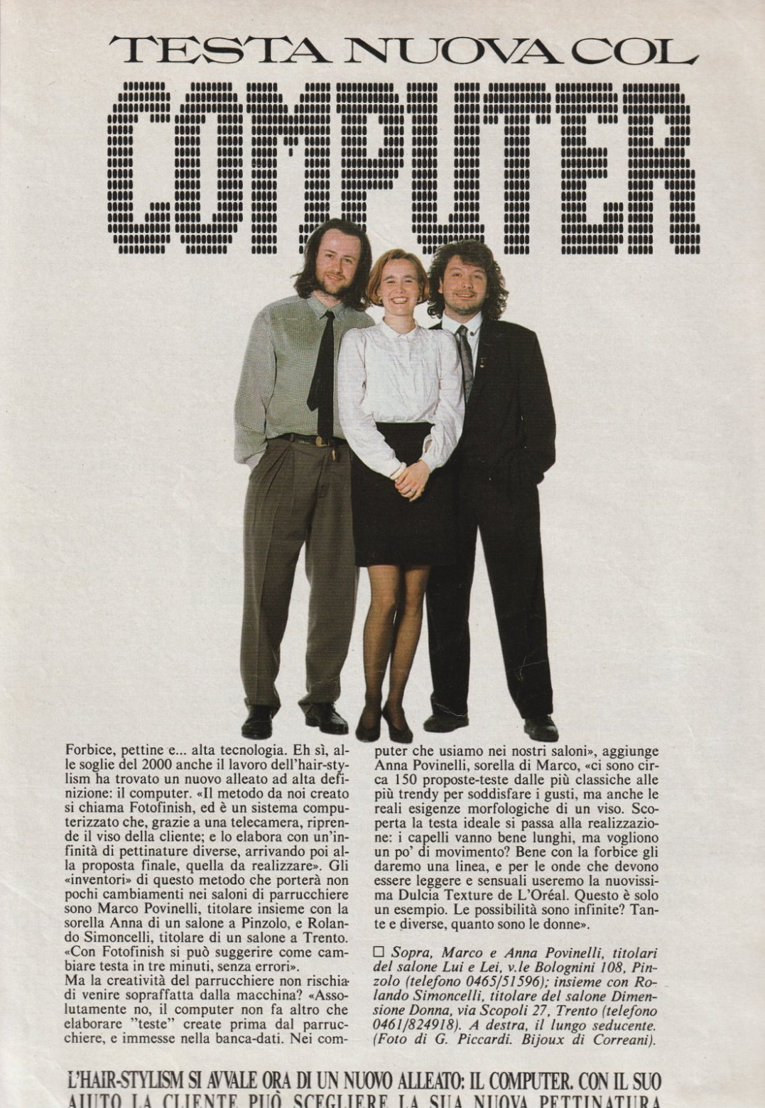 Testa nuova al computer — pagina interna