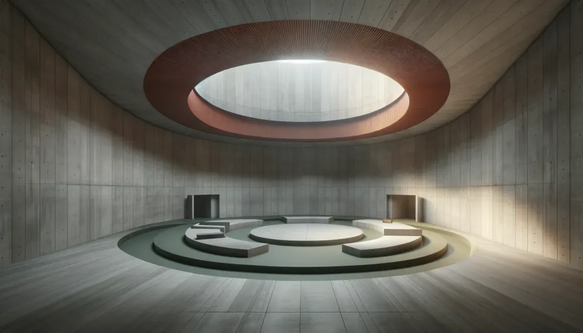 Un Padiglione di Legno Circolare: Un Viaggio attraverso Texture e Finiture